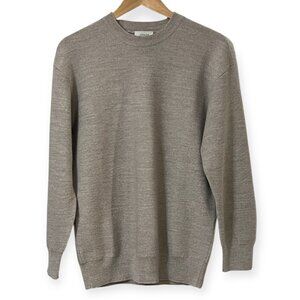 LEMAIRE Men’s Merino Wool Knit Sweater Size L Taupe Crewneck Luxury Designer